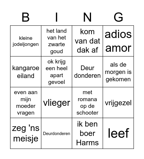 muziek  Bingo Card