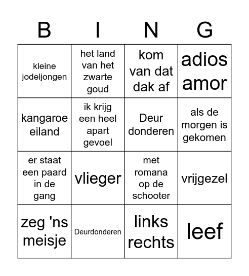 muziek  Bingo Card