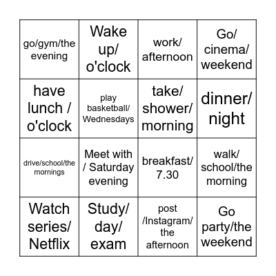 TIC TAC TOE Bingo Card