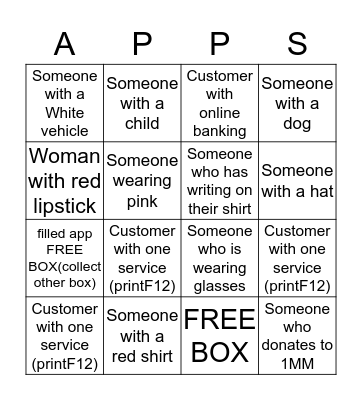 Give out an APP to.... Bingo Card