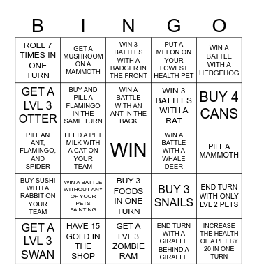 SUPER AUTO PETS BINGO Card