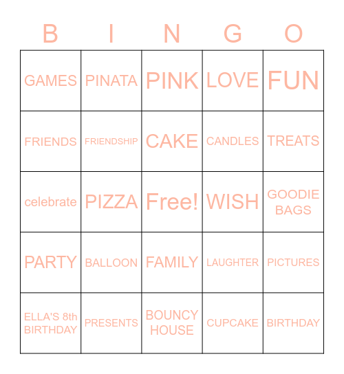 Birthday bingo Card