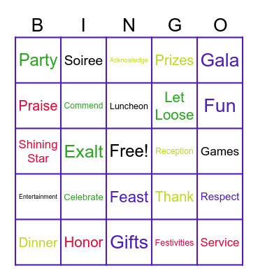 Celebration BINGO Card