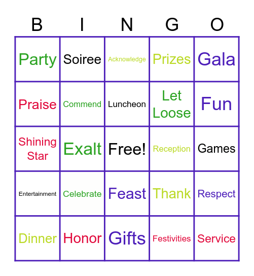 Celebration BINGO Card