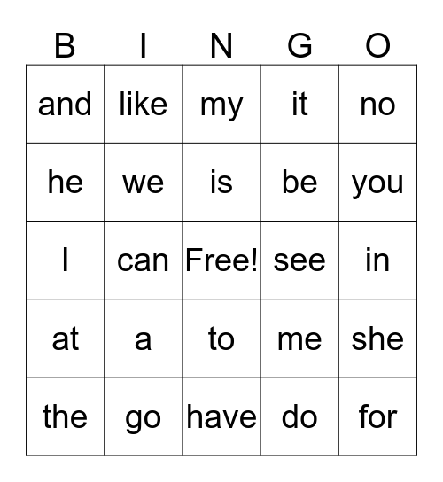 Nate's Sight Words (almost complete) Bingo Card