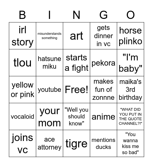 Lera Bingo Card