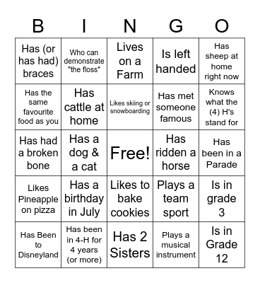 Find Someone Who Bingo Card