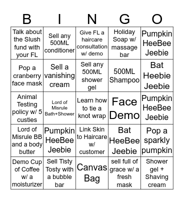 Halloween Bingo Card