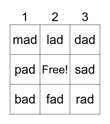 at family Bingo Card