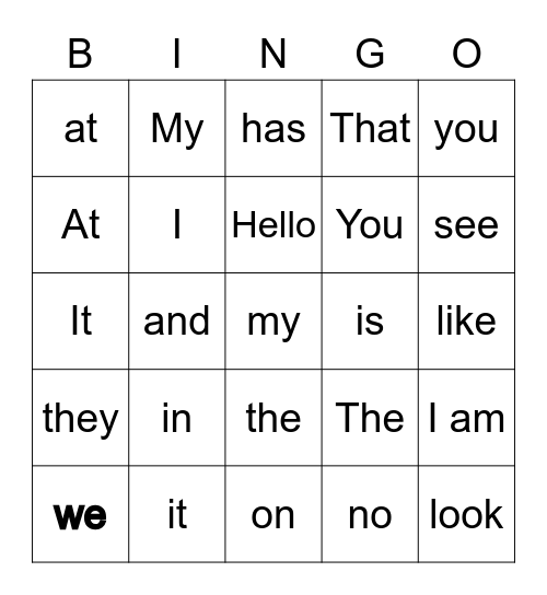 Joy's Bingo Card