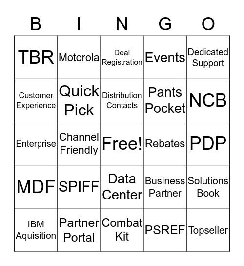 Lenovo Bingo Card