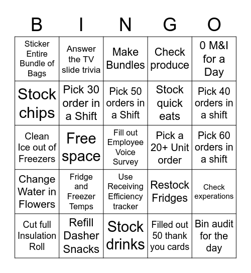 DashMart Bingo Card