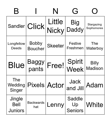 Spirit Week Bingo Card