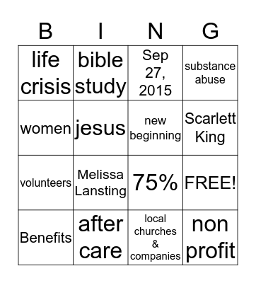 Transitions Bingo Card