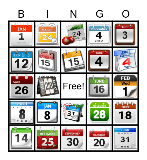 Read the Date Bingo Card
