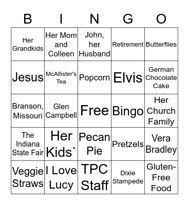 Barb's Favorites Bingo Card