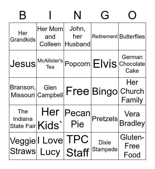 Barb's Favorites Bingo Card