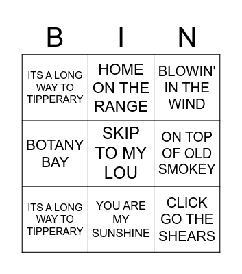 MUSICAL BINGO Card