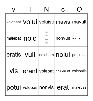 irregular verbs Bingo Card