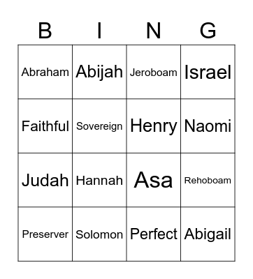 BSF Kids Bingo Card