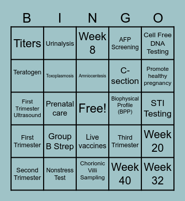 Baby Bingo Card