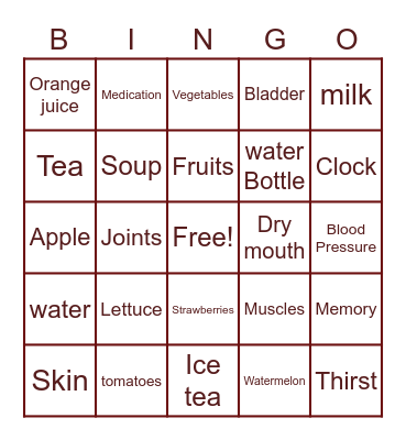 Stay Hydrated Bingo Card