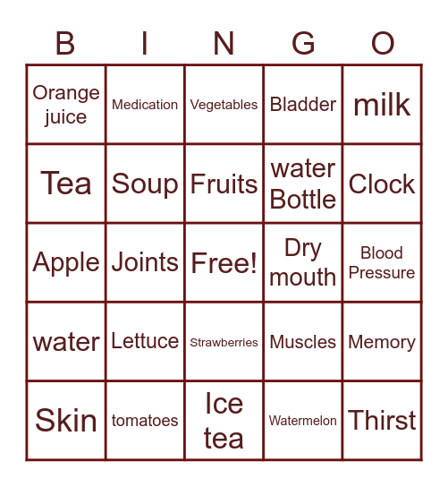 Stay Hydrated Bingo Card