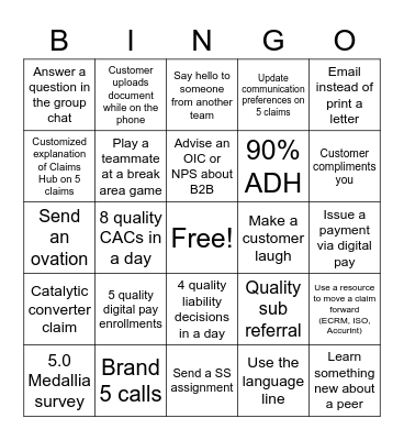 CUSTOMER SERVICE WEEK Bingo Card