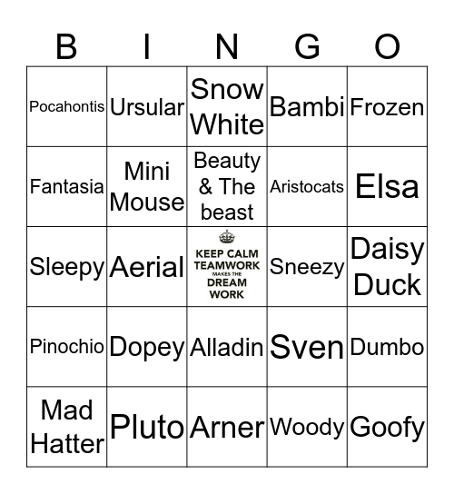 Baker Bingo - Disney Special Bingo Card