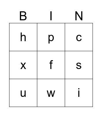 Alphabet BINGO Card