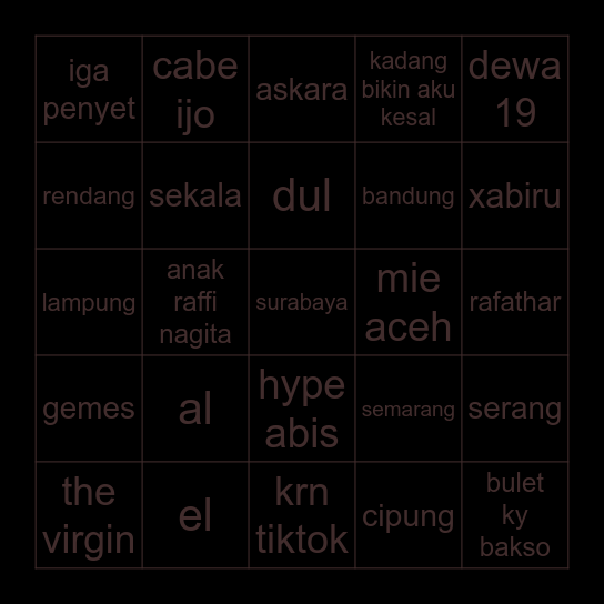 krystal’s Bingo Card