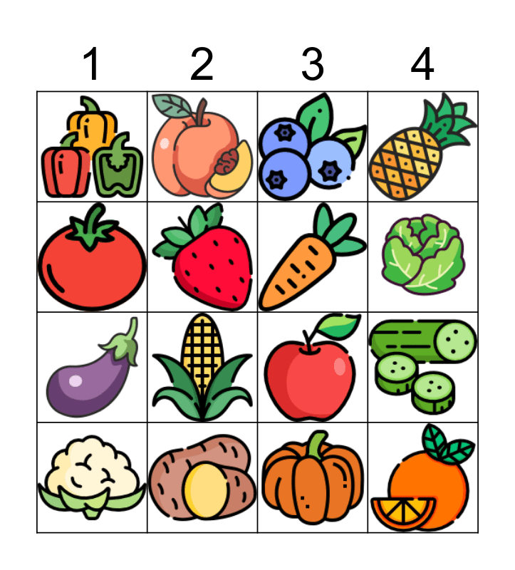 FRUTAS Y VERDURAS Bingo Card