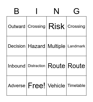 Independent Travel Bingo Card
