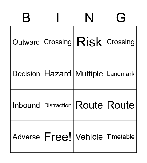 Independent Travel Bingo Card