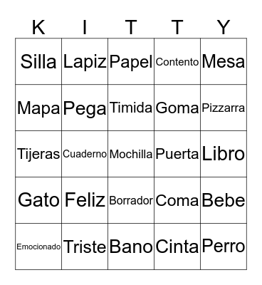 Spanish bingo Card