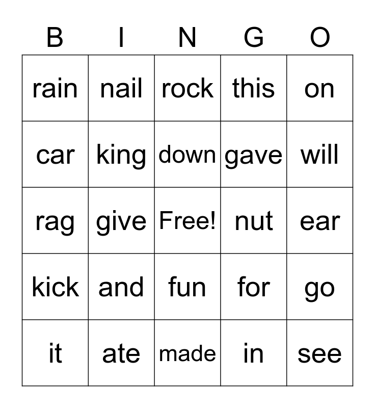 Key Words to Lesson 40 Bingo Card