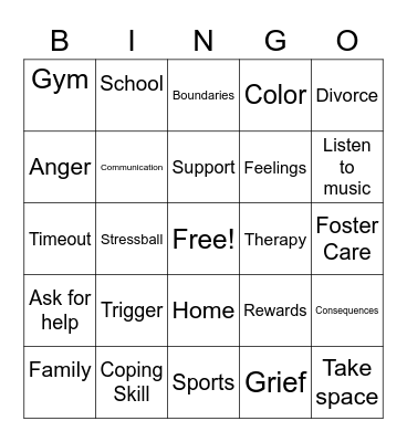 Therapy Bingo Card