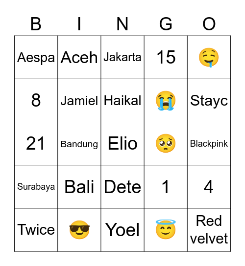 Bingo Anya Bingo Card