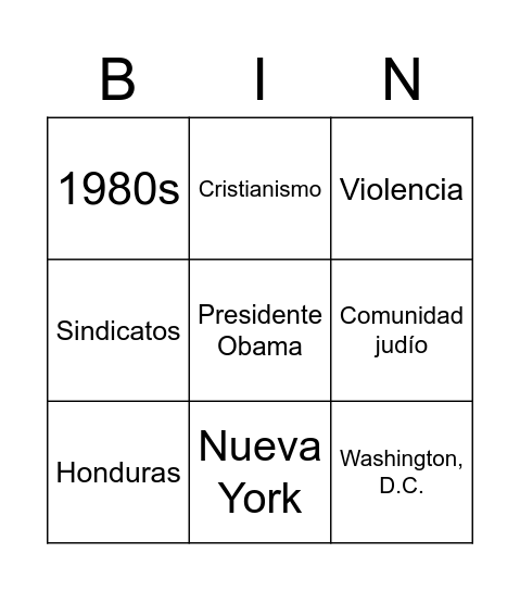 Comunidad Salvadoreña Bingo Card