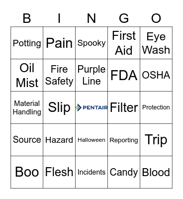 Spooky Safety Bingo Card