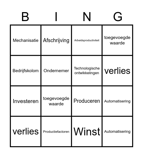 Bingo hoofdstuk 4 Bingo Card