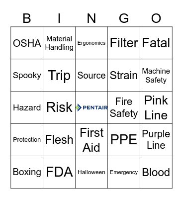 Spooky Safety Month Bingo Card