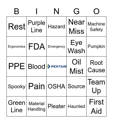 Spooky Safety Month Bingo Card