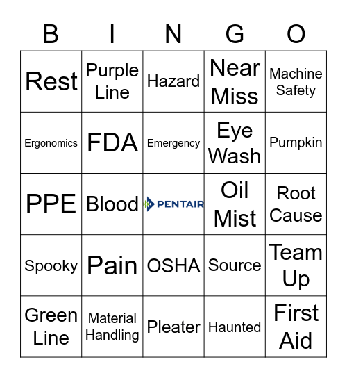 Spooky Safety Month Bingo Card