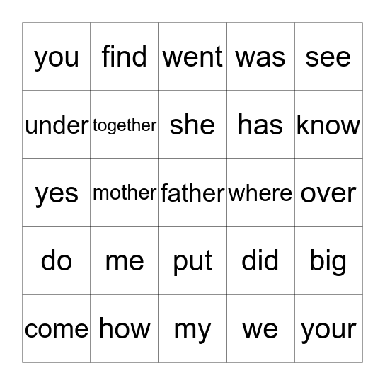 Units 11-15 Bingo Card