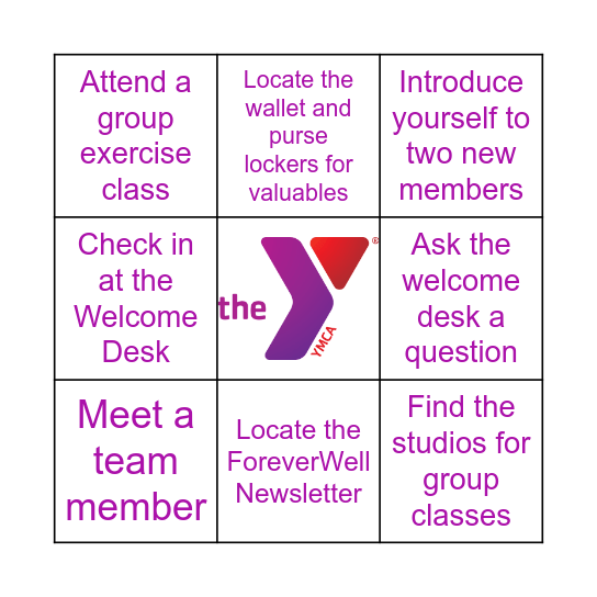 Welcome to the Eagan YMCA Bingo Card
