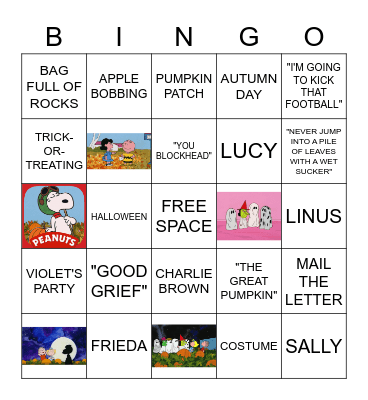 Charlie Brown The Great Pumpkin Bingo Card