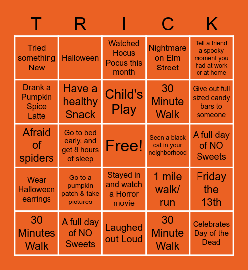Halloween Bingo! Bingo Card