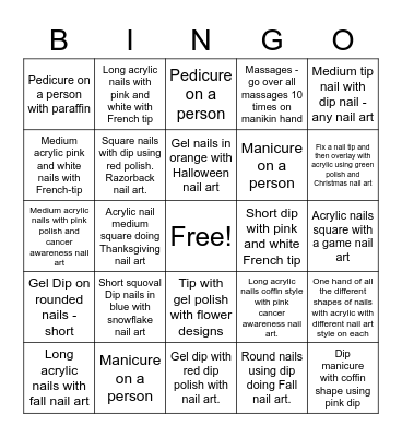 Nails Week 7 Lab Sheet Bingo Card