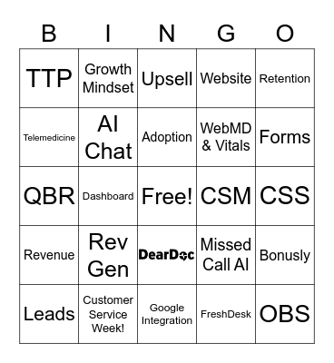 DearDoc's Customer Service Week Bingo Card